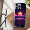 Horizon - Palmbomen - Bergen - Geel Hoesje iPhone 16 Pro Max met koord klein -sfeer4