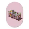 Sushi - Rolletjes - Steentjes - Kleurrijk Wandcirkel Ovaal Aluminium middel -3d