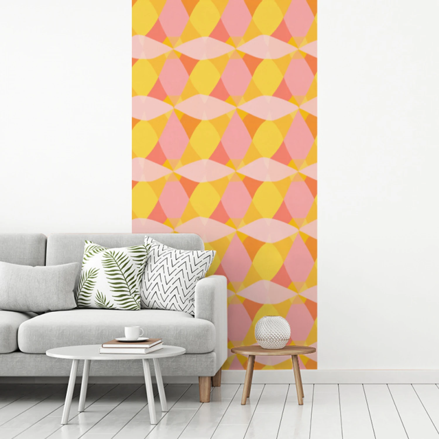 Kleurrijk - Ruitpatroon - Bladvormen fotobehang vinyl groot 64 -woonkamer