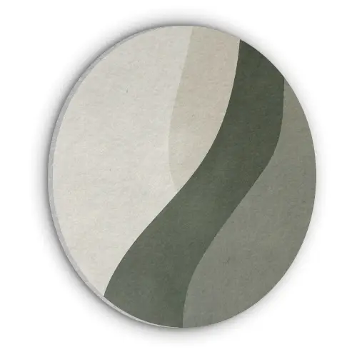Japandi - Groen - Abstract - Modern Akoestische PET Vilt - Rond klein -3d