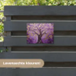 Levensboom - Boom - Paars - Goud - Modern tuinposter los doek klein -sfeer3
