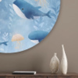 Walvissen - Oceaan - Blauw Akoestische PET Vilt - Rond klein 838 -sfeer5_closeup
