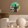 Vrouw - Keuken - Katten - Doorkijk Akoestische PET Vilt - Rond klein -sfeer1