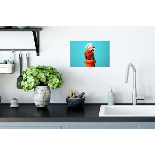 Ara - Koksmuts - Sokkel - Grappig Muursticker klein -keuken