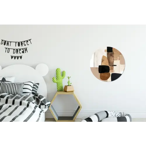 Vlakken - Abstract - Zwart - Strepen Wandcirkel aluminium klein -kinderkamer