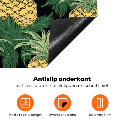 Patroon - Tropisch - Ananas - Illustratie Inductie beschermer vinyl 3mm klein 276 -zzzzzzz-td-onderkant