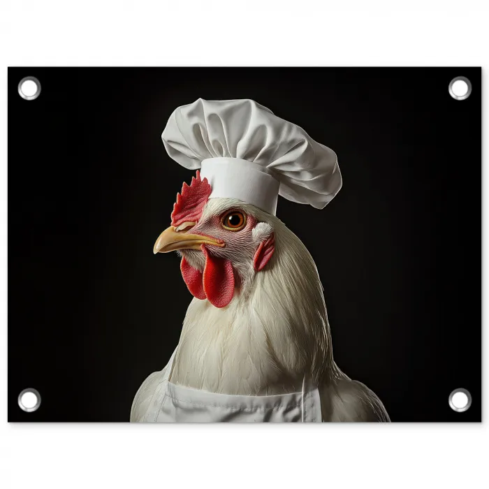 Kok - Rood - Kip tuinposter los doek klein -3d