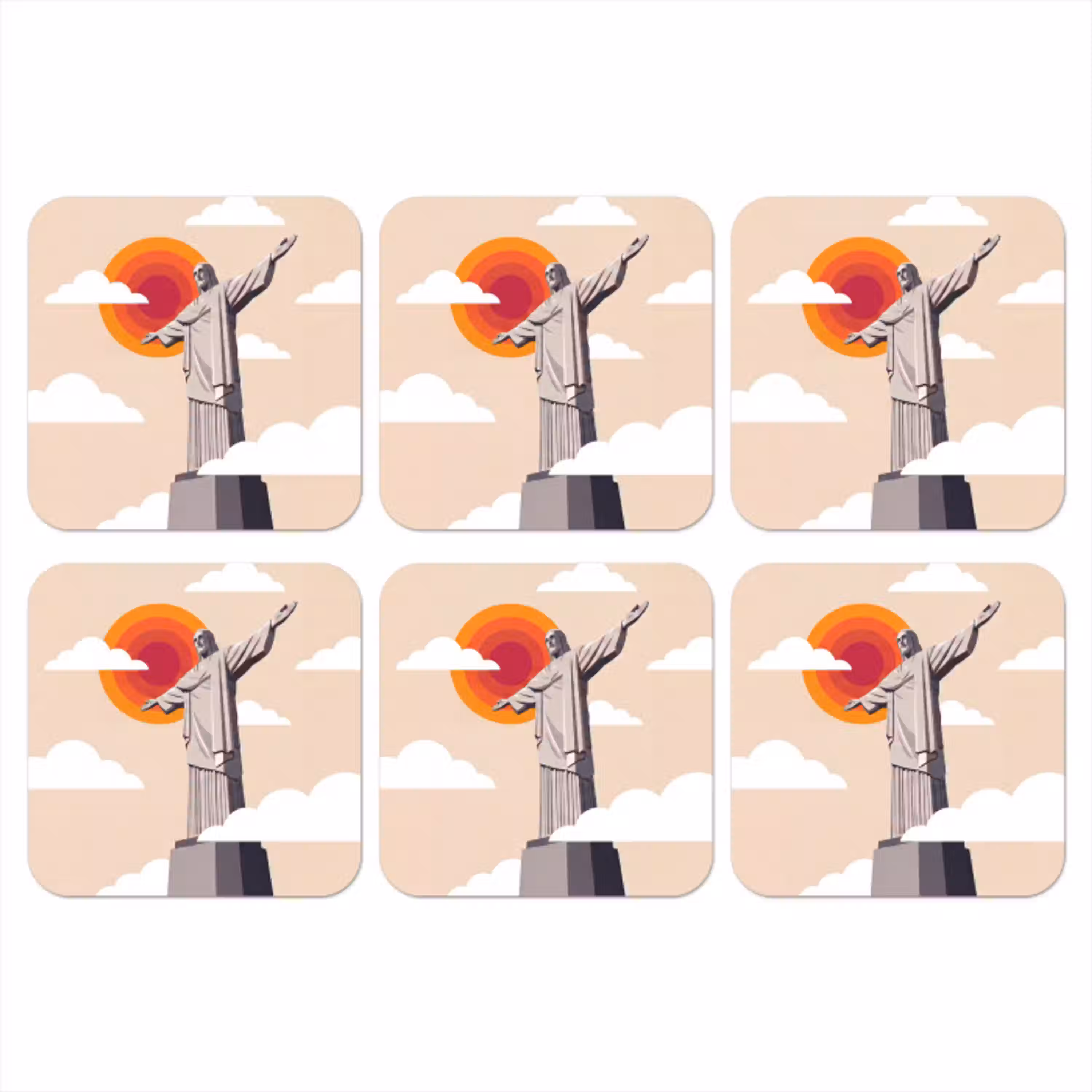 Monument - Stad - Zonsondergang - Minimalistisch - Oranje onderzetter kurk middel -3d