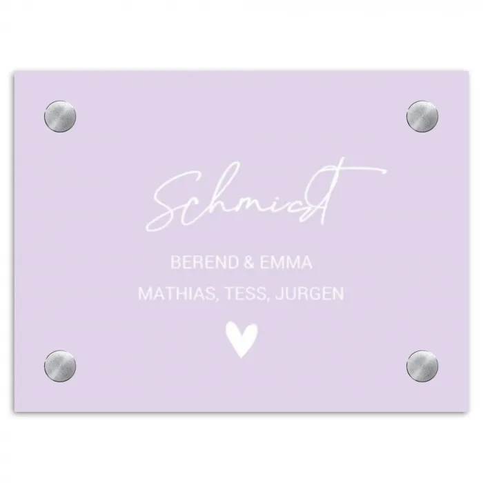 Lila - Sierlijk Naambord Rechthoek middel -3d
