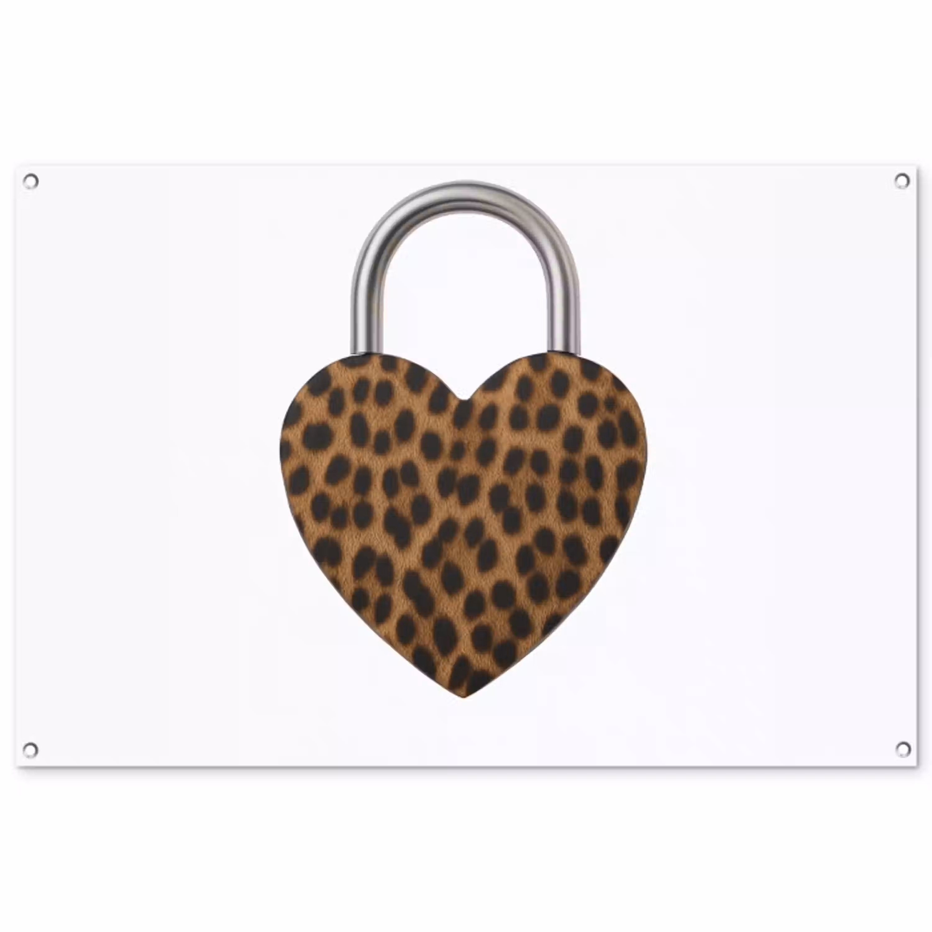 Slot - Hartvormig - Bruin - Panterprint tuinposter los doek groot -3d