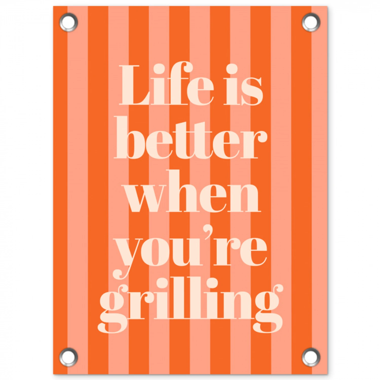 Tekst - Gestreept - Oranje - Zomer tuinposter los doek klein -3d