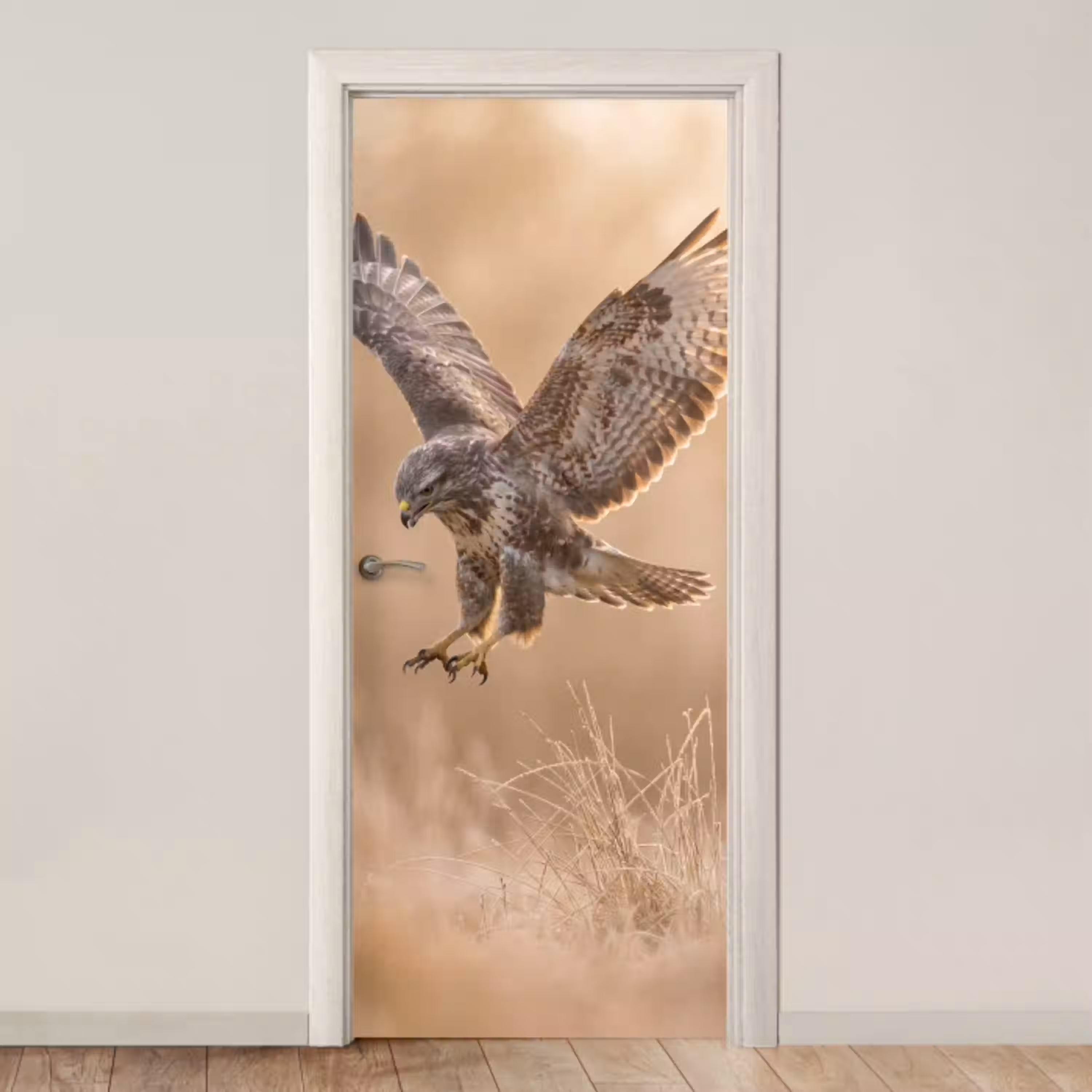 Buizerd - Roofvogel - Natuur - Bruin deurposter klein -3d_beige