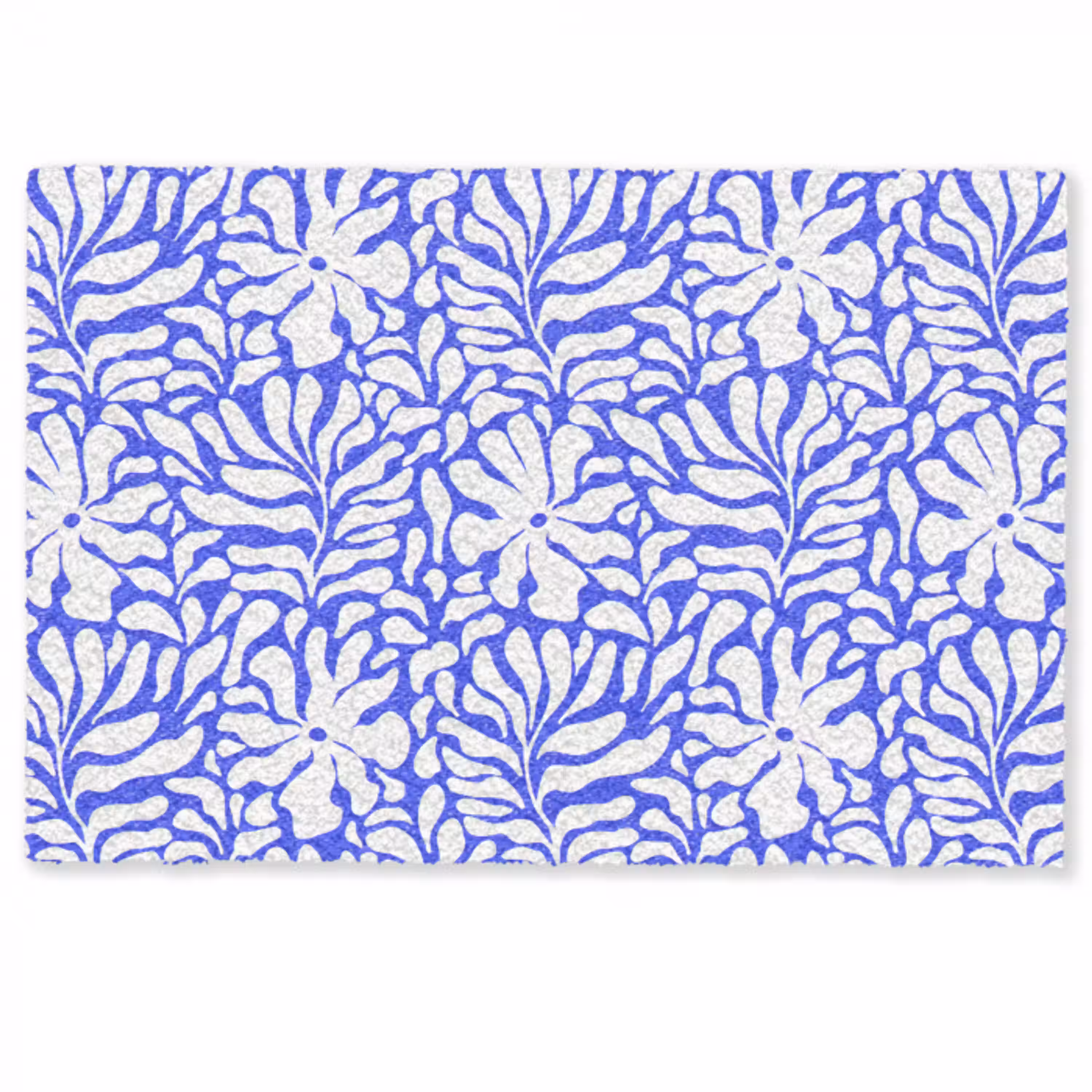 Blauw - Bloemen - Wit Deurmat klein 898 -zkaufland3d