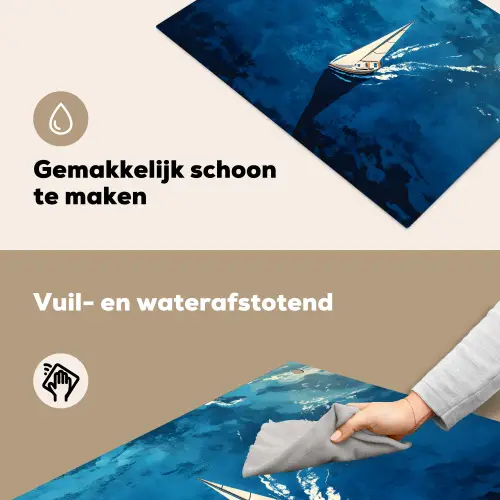 Zeilboot - Water - Abstract - Schaduw Inductie beschemer met haakjes klein -ky-schoon-nl