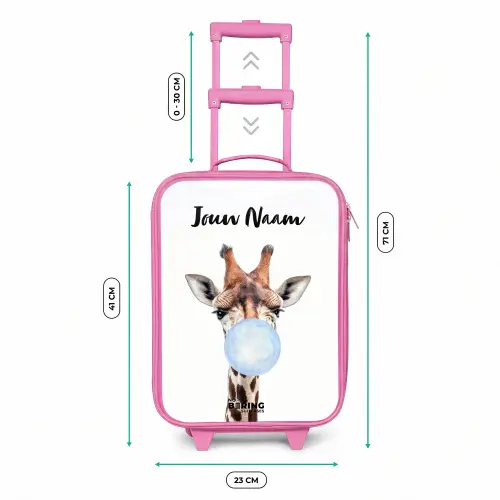 Kauwende Kobus blauw Kinderkoffer - Roze klein -productfoto_formaten