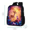 Hertje en uil in een roze sprookjesbos Rugzak - Zwart middel -productfoto_formaten