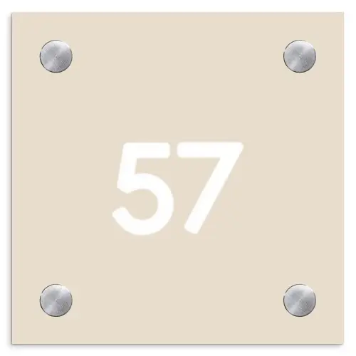 Effen - Beige - Traditioneel Naambord Vierkant klein -3d