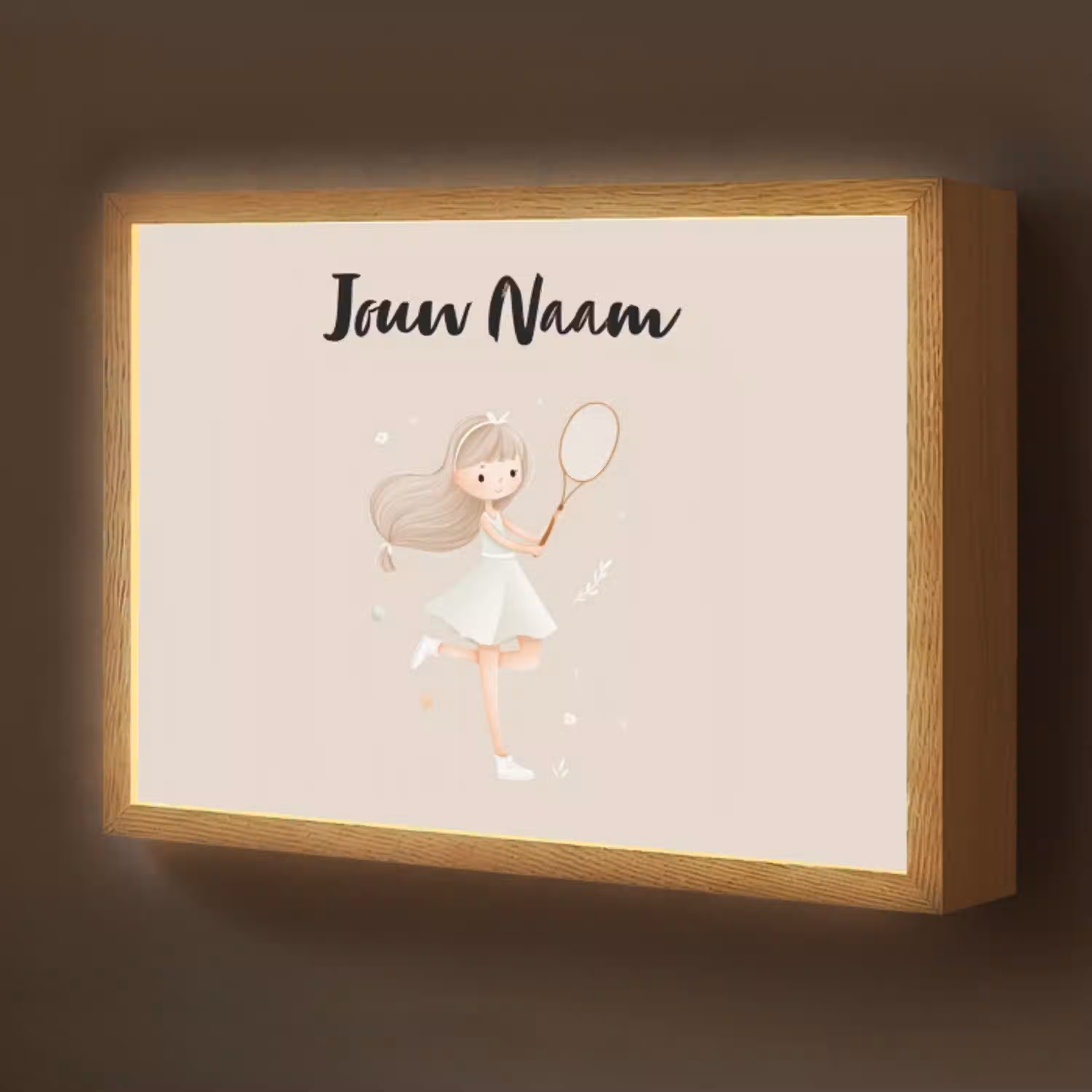 Haar - Meisje - Strik - Tennisracket Light Box met batterij (Wandlamp kind) middel -z3d_website