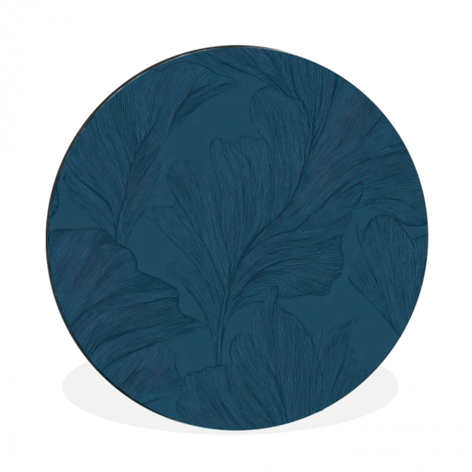 Abstract - Patroon - Donkerblauw - Elegant Wandcirkel aluminium klein 190 -3d
