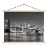 New York - Brug - Brooklyn - Zwart wit - Architectuur textielposter latten blank klein -3d