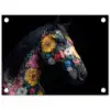 Paard - Bloemen - Zwart tuinposter los doek klein -3d