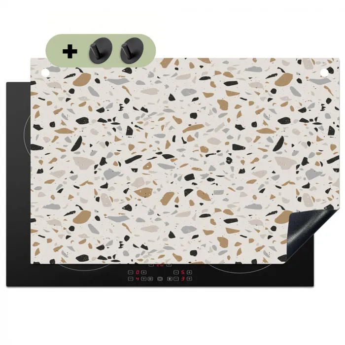 Terrazzo -  Patroon - Staal Inductie beschemer met haakjes klein 777 -3d