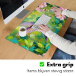 Kolibrie - Bloemen - Natuur - Kleurrijk Muismat XXL klein -sfeer3