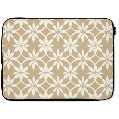 Bloemen - Patroon - Beige laptophoes neopreen klein 279 -zkaufland3dotto