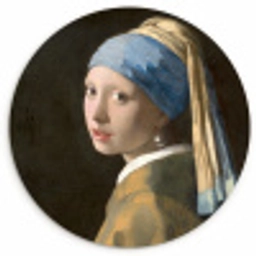 Meisje met de Parel - Schilderij van Johannes Vermeer Wandcirkel kunststof plaat 5mm dik klein -3d