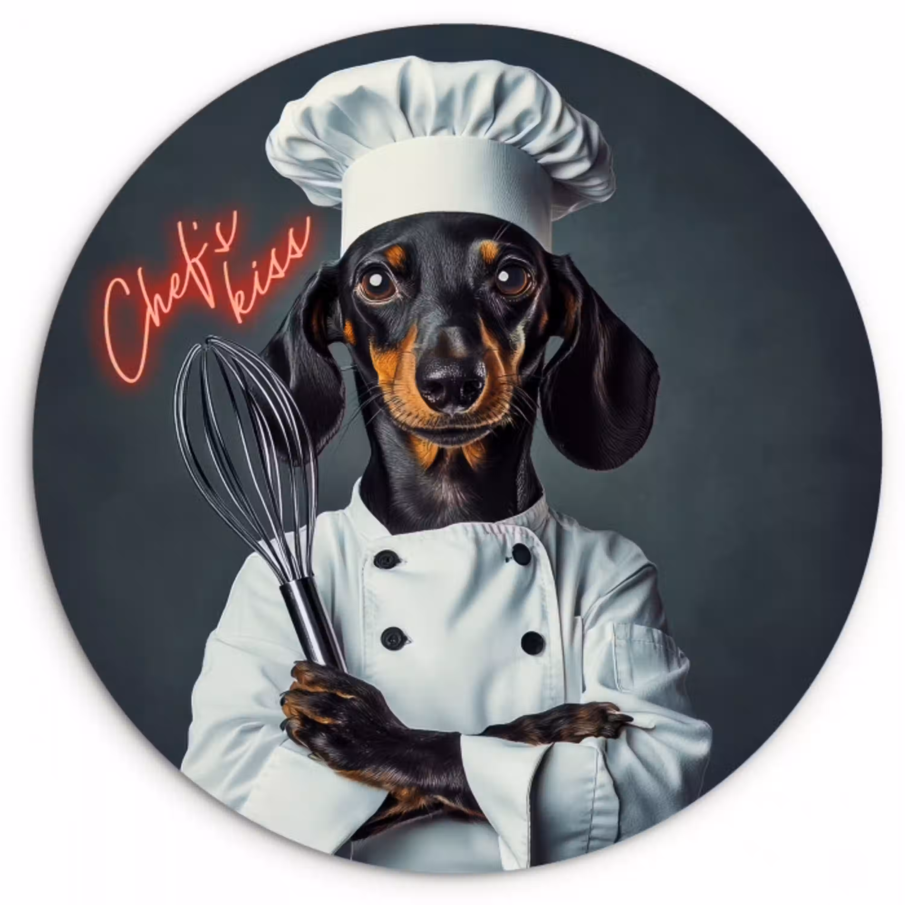 Quote - Neon - Hond - Kokskleding Wandcirkel plexiglas klein -3d