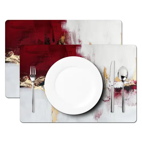 Rood - Marmer - Abstract - Goud - Modern Placemat vinyl groot -zzsfeer2_Kitchenyeah-website