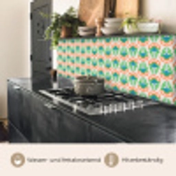 Retro - Bloemen - Design - Groen - Oranje keuken achterwand 2 middel 871 -usp_DE
