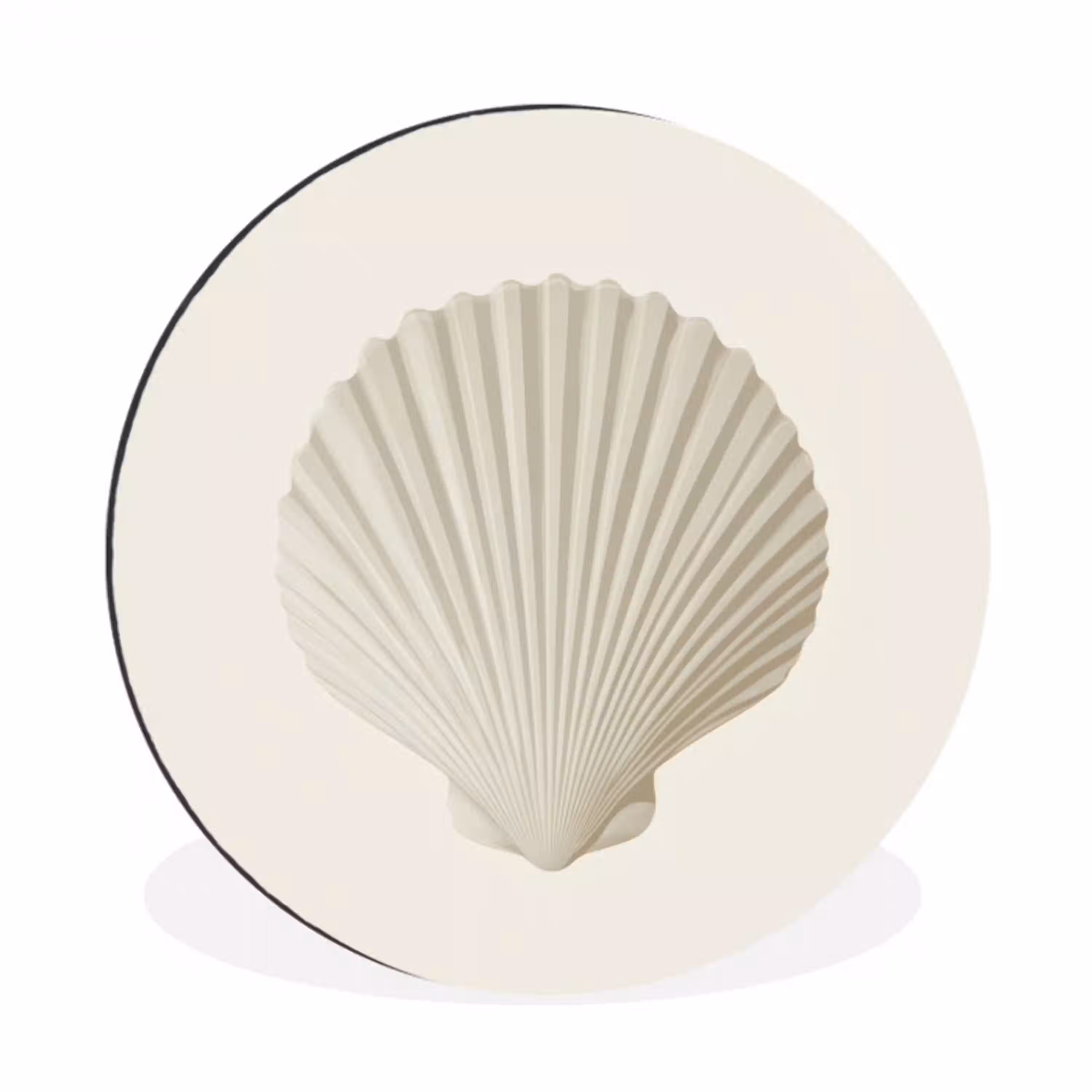 Schelp - Minimalistisch - Wit Wandcirkel aluminium klein -3d