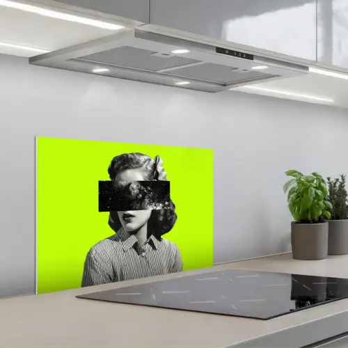 Vrouw - Sterrenhemel - Groen keuken achterwand spatscherm klein -3d_schuin