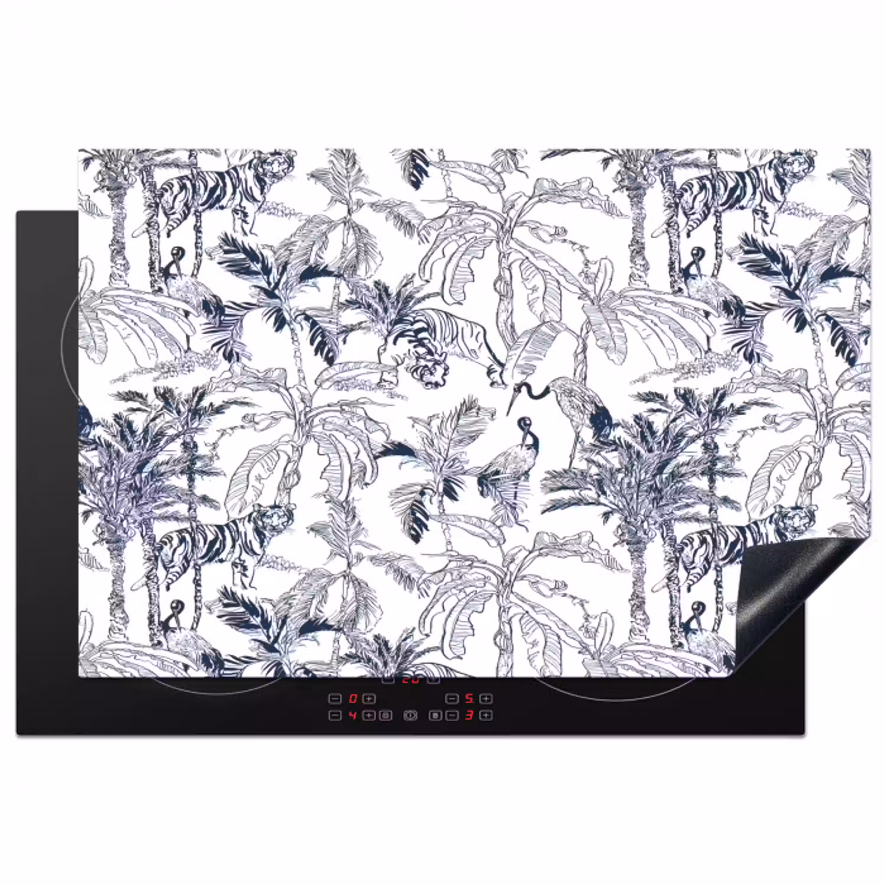 Tijger - Jungle - Blauw Inductie beschermer vinyl 3mm klein 276 -3d