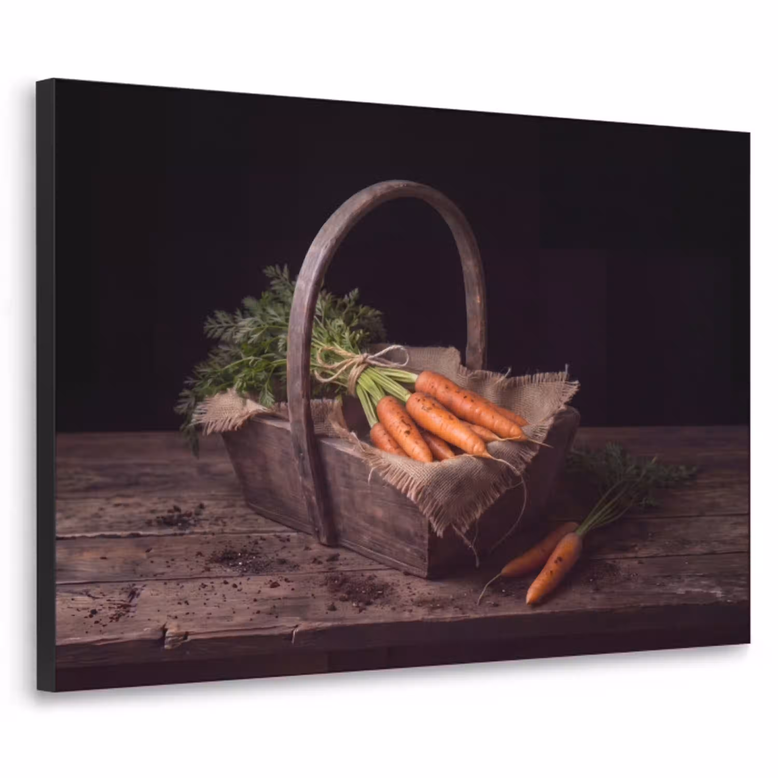 Wortels - Mand - Eten Textielframe zwart klein -3d
