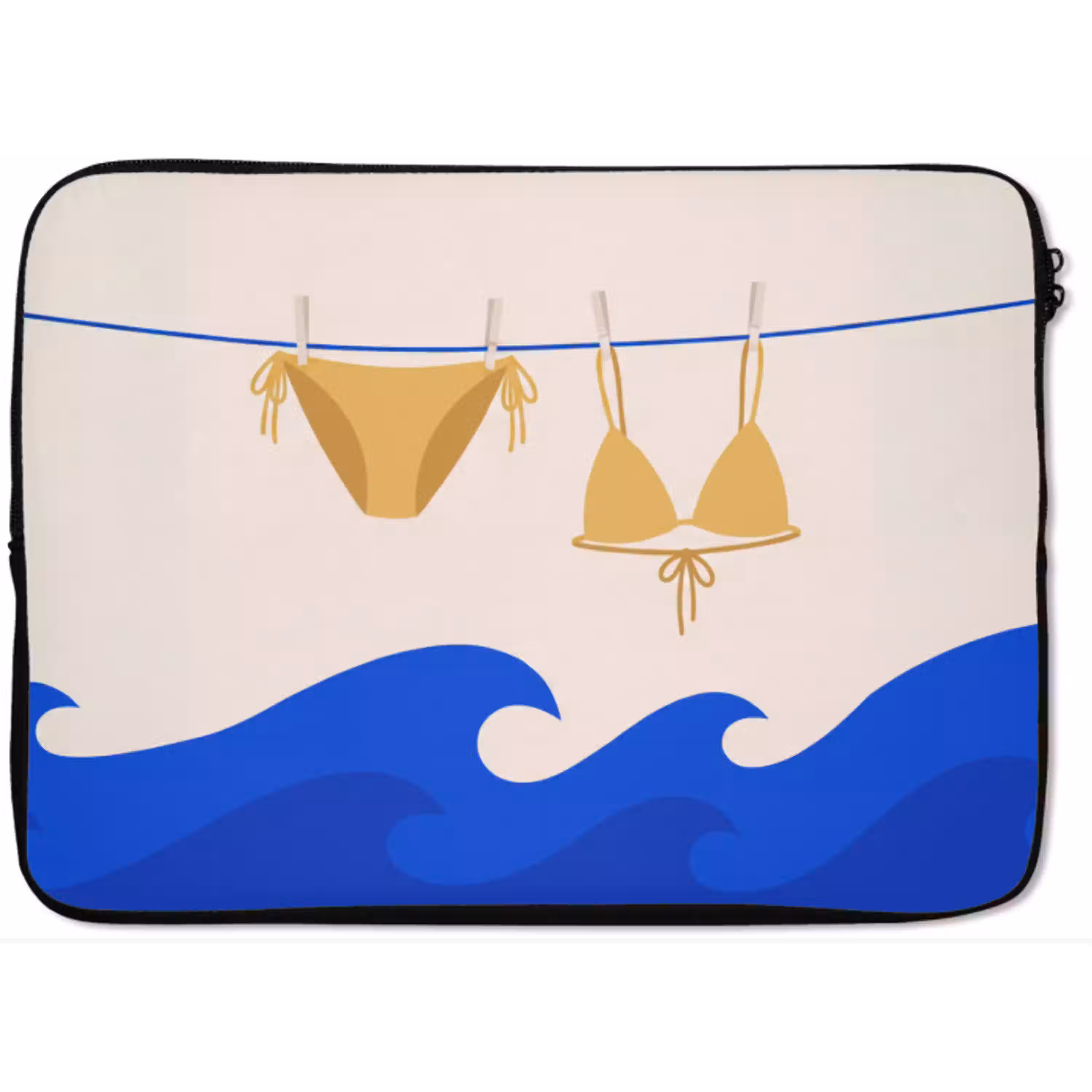 Zwemkleding - Zee - Zomer - Illustratie - Geel laptophoes neopreen klein -zkaufland3dotto