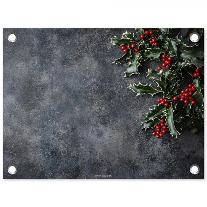 Winter - Hulst - Kerst - Beton tuinposter los doek klein -3d
