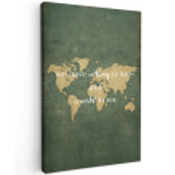 Quote - Vintage - Wereldkaart - Oud Tuinposter op houten frame 2 cm dik middel -3d