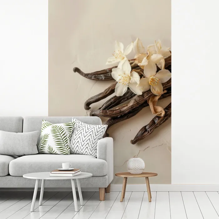 Vanille - Bloemen - Beige fotobehang vinyl groot -woonkamer