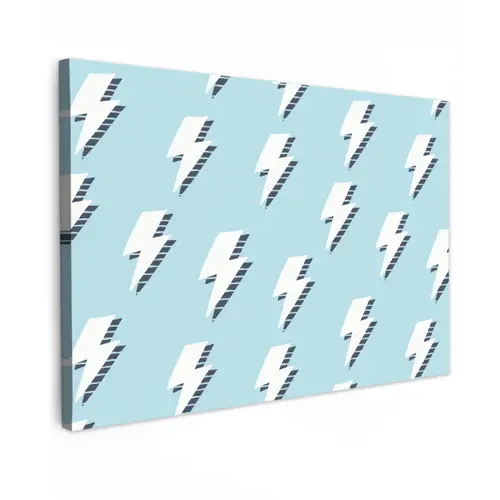 Blauw - Wit - Patroon - Bliksem Tuinposter op houten frame 2 cm dik klein 845 -3d