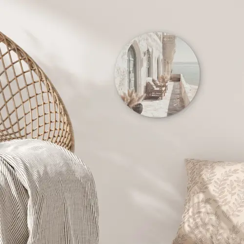 Terras - Stoelen - Strand - Beige Akoestische PET Vilt - Rond klein -sfeer4