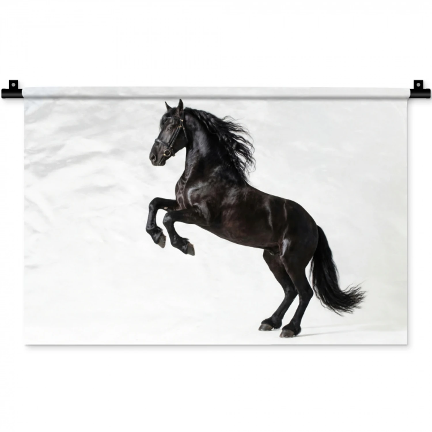 Zwart - Paard - Portret Wandkleed katoen klein -zz3d