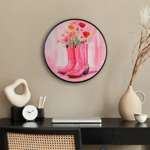 Roze - Bloemen - Cowboy Fotolijst rond zonder passe partout klein -sfeer1