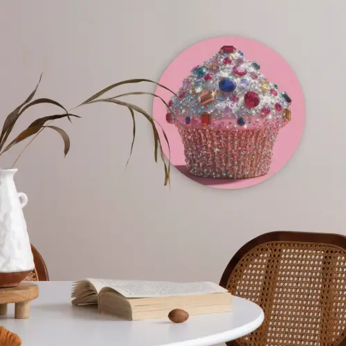 Cupcake - Kleurrijk - Edelstenen Akoestische PET Vilt - Rond klein -sfeer3