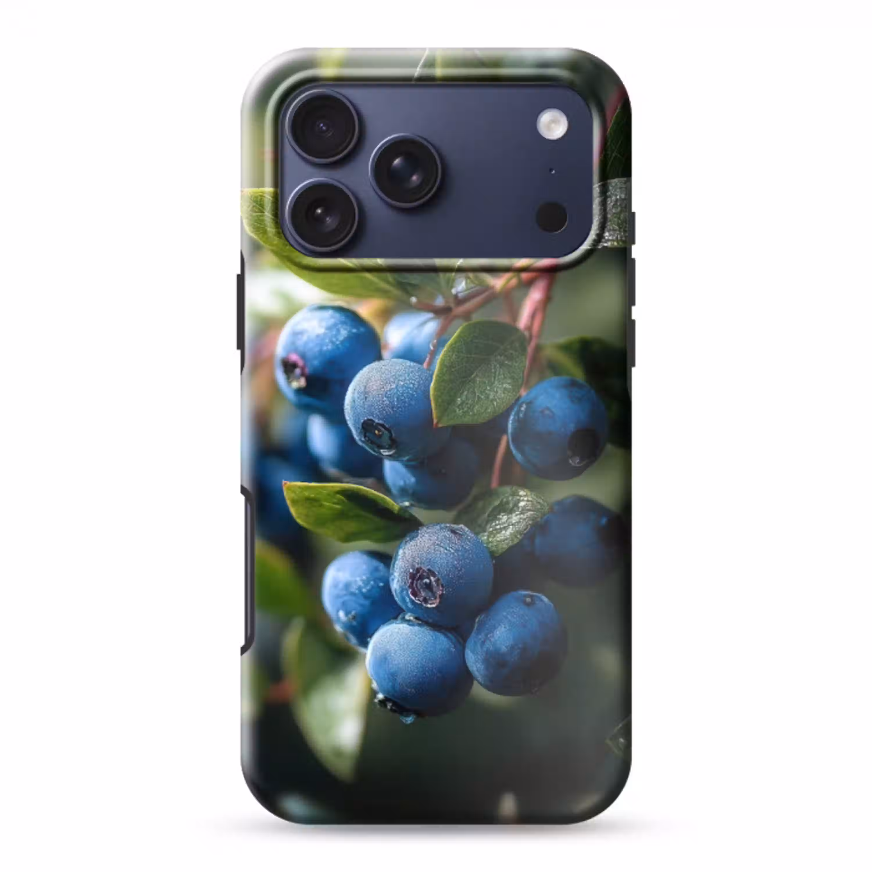 Blauwe bessen - Dauwdruppels - Natuurlijk licht Toughcase MagSafe Apple iPhone 17 Pro Max klein -3d