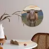Longhorn - Landschap - Zonsondergang Akoestische PET Vilt - Rond klein -sfeer3