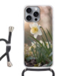 Narcis - Bloem - Minimalistisch Hoesje iPhone 16 Pro Max met koord klein -3d