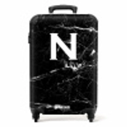 Letter N - Marmer - Zwart - Marmer print NBS - Handbagage koffer - Unisex middel -productfoto_recht