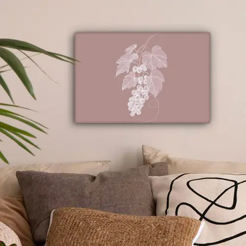 Tros - Druiven - Illustratie - Bladeren canvas 2cm klein -sfeer1